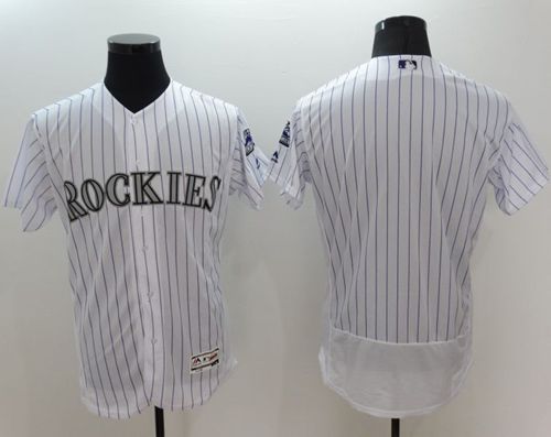 Rockies Blank White Flexbase Authentic Collection Stitched MLB Jersey